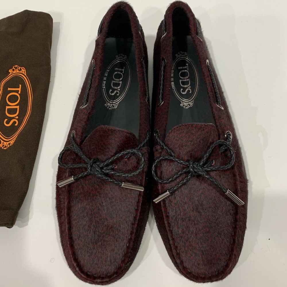 Tod’s iconic Gommino loafers in calf hair